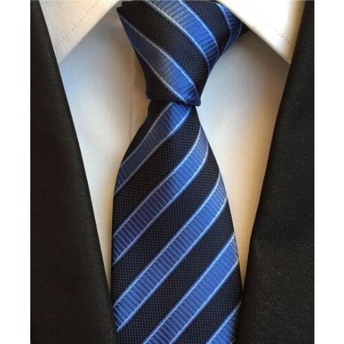 8cm New Design Tie Blue Black Classic Diagonal Striped Necktie