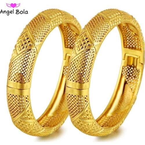 Top Quality Vintage Ethiopian Bangle for Women Gold Color Dubai Bride Wedding Muslim Bracelet Africa Arab Allah Turkish Jewelry