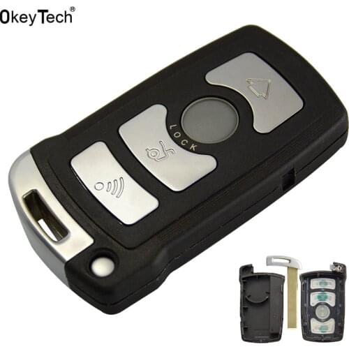 Okeytech for BMW 7 Series E65 E66 E67 E68 745i 745Li 750i 750Li 760i 7b Car Key Shell 4 Buttons Smart Car Key Case With Blade