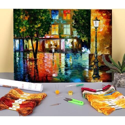 City Magic Printed Canvas 11CT Cross-Stitch DIY Embroidery Full Kit DMC Threads Knitting Hobby Handmade Handiwork Jewelry