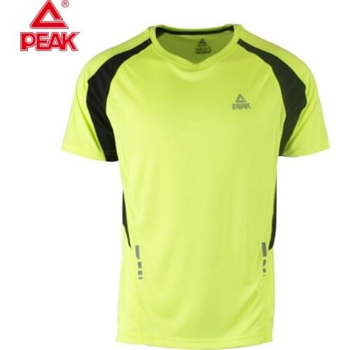 PEAK Running Shirt Fitness Tight Men Quick Dry Compression Short T-Shirts Tennis Soccer Gym Tight-fitting Training F65251