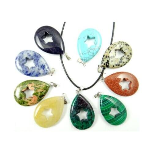 Natural stone waterdruppels lapis tiger eye aventurine Turquoises Quartz crystal pendant for diy Jewelry making necklace