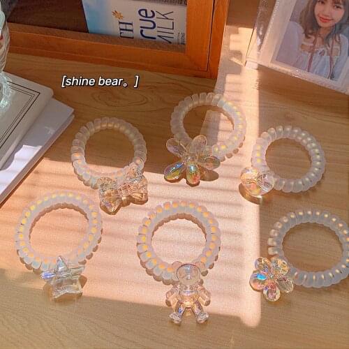 W&G Korean Kawaii Colored Hair Tie Bear Flower Hair Rope Hair Accessories Girls Hair Bandshair Bands for Children 2021 Summer