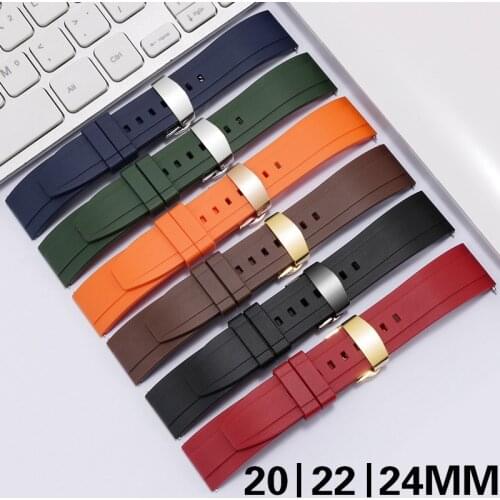 20mm 22mm 24mm Watchband Waterproof Quick Release Fluororubber Rubber strap for galaxy watch 3 for Amazfit Huawei GT 2 Honor
