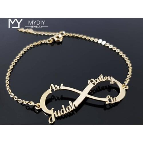 Family personalized bracelet Nameplate Bracelets for Couple Jewelry Infinite Loop Bracelet Personalize any name anniversary gift