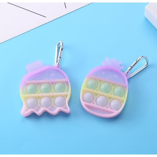 Silicone Push Bubble Glitter Keychain Pendant Sensory Fidget Toys for Autism Stress Relievers fidget Anxiety Relief Funny Toy#20