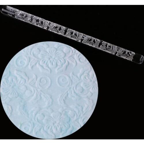 Cookies Bake Tool Rolling Pins Pastry Boards 4 Shapes Textured Embossing Acrylic Rolling Pin Cake Decorating Fondant Tools