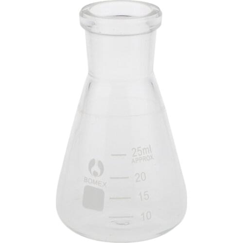 Glass Flask, Erlenmeyer Flask, Borosilicate Glass - 25ml, Clear