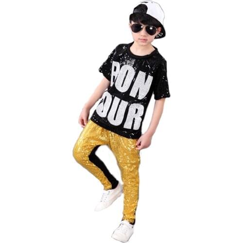 New Ballroom Boy Jazz Dance For Girls Jazz Dance Costumes for Girls Kid Hip Hop Child Performance Sequins Jazz Costumes For Boys