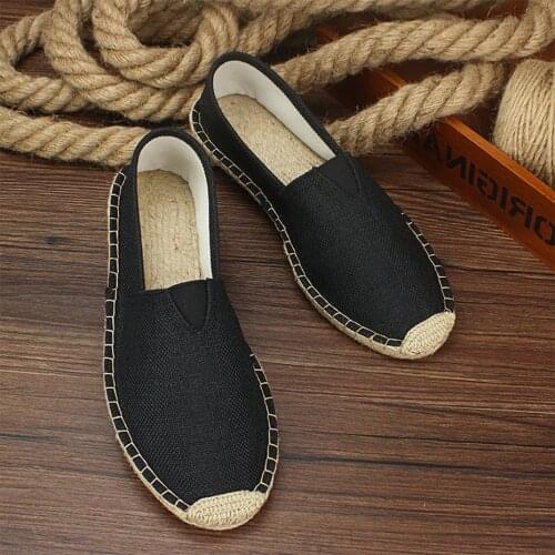 Plus Size 47 Linen Breathable Casual Flats Shoes Mens Espadrilles Loafers Fashion Boy Canvas Shoes Fisherman Driving Footwear