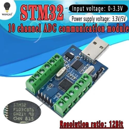 WAVGAT STM32F103C8T6 USB Interface 10 Channel 12Bit AD Sampling Data Acquisition STM32 UART Communication ADC Module