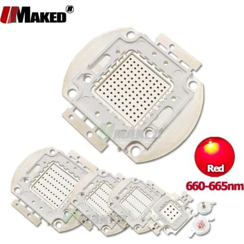 High Power LED COB Chip 1W 3W 5W 10W 20W 30W 50W 100W Deep Red 660nm Matrix Integrated SMD Diode Light Beads For Spotlight lamps