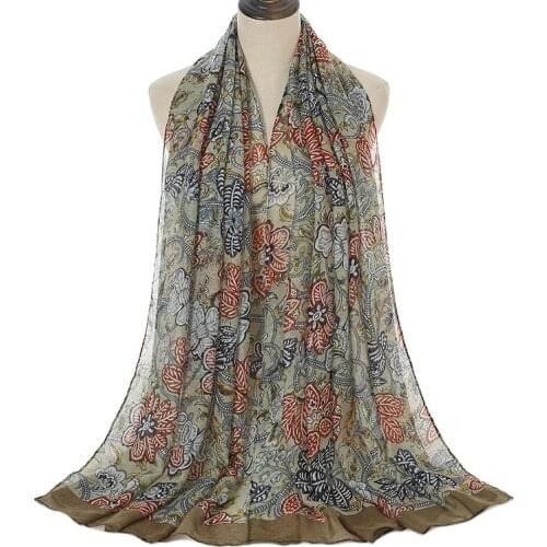 Ladies Printed Floral Viscose Scarf Hijab Women Flower Pashmina Stole Bandana Voile Femme Muslim New Style 180*90cm