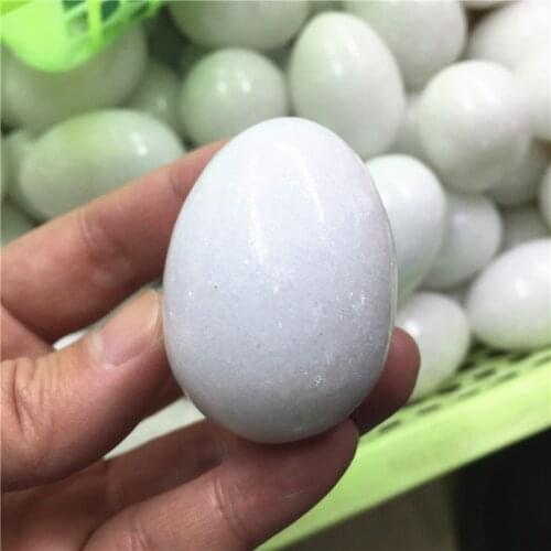 1pc Natural White Jade Crystal Egg Gemstone Massage Yoni Egg Crystal Reiki Healing Chakra Stone Home Decoration