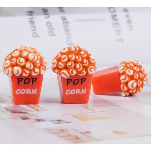 10pcs/lot Miniature Food Kawaii Resin Popcorn Cabochon For Keychain Earring Scrapbooking Craft DIY Favor Embellishment