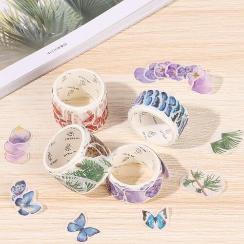 100Pc/Roll DIY Washi Tape Decorative Adhesive Tape Masking Mushroom Butterfly Flower Sticker Scrapbooking Label Stationery