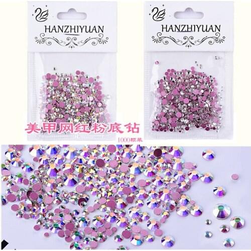 1000pcs pink diamonds super flash size mixed pink diamond AB rhinestone nail decoration diamond