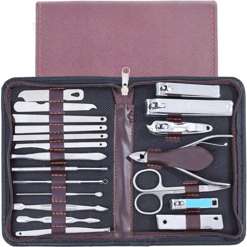 20PCS Nail Clipper Set Professional Manicure Pedicure Nail Scissors Household Grooming Kit Nail Tools Portable Travel Case
