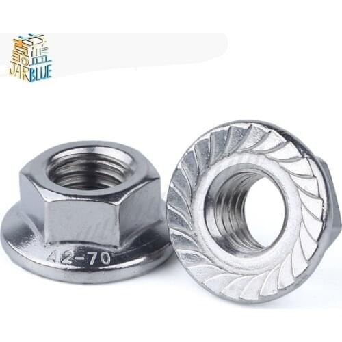 20Pcs DIN6923 M3 M4 M5 M6 M8 304 Stainless Steel Hexagon Flange Nuts Pinking Slip Locking Lock Nut