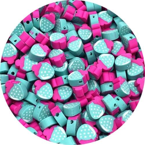 30pcs/lot 10mm Blue strawberry Beads Polymer Clay Beads Mixed Color Polymer Clay Spacer Beads For Jewelry Making DIY Bracelet 14