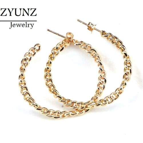 5 Pairs, New Fashion Gold Color Link Chain Stud Earrings C-shaped Circle Geometric Earrings for Women Simple Jewelry Accessories