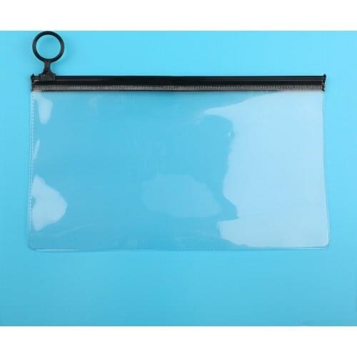 500Pcs/Lot Cosmetic Stationery Storage Pen Bag Ring Frosted Transparent PVC Zipper Bag Wholesale