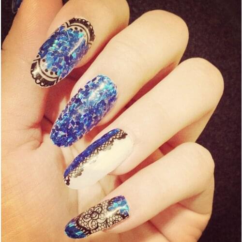 Wholesale Manicure Polish Tip Black / White / Silver / Gold / Lace Nail Art Decal Nail Sticker Guide 500packs/lot free shipping