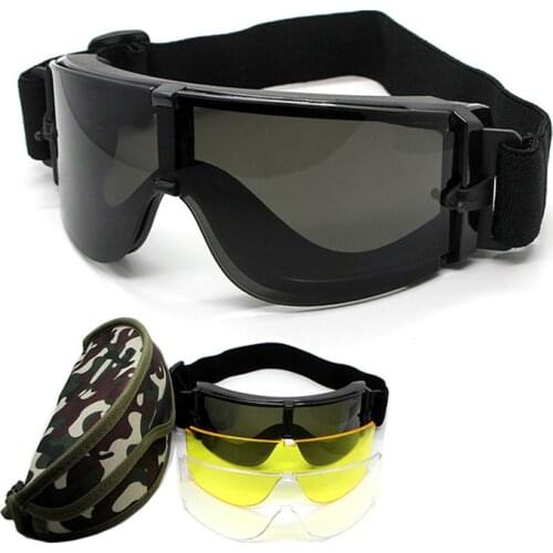 Army Military Goggles X800 Tactical Glasses Paintball Oculos Airsoft Hunting Paintball Windproof Glasses WarGame Glasses 3 Lens