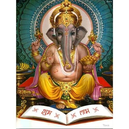 Buddha India Ganesha DIY 11CT Cross Stitch Embroidery Kits Craft Needlework Set Cotton Thread Printed Canvas Dropshipping