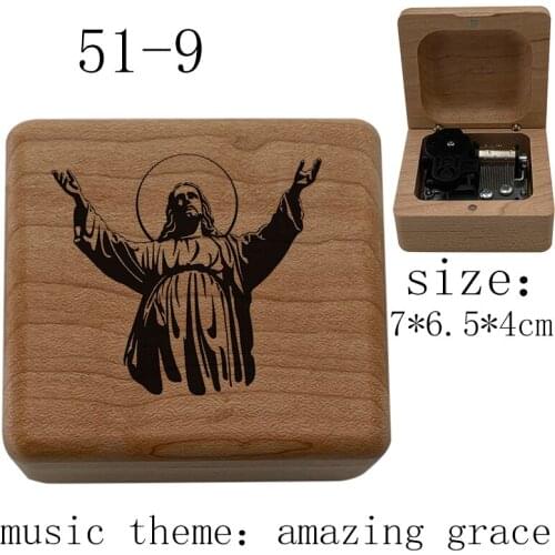 Wooden Music Box amazing grace music Childrens wife husband Friends Christmas new year Gifts Family Decoration Music Box