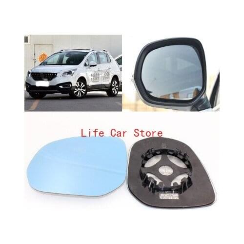 For Peugeot 3008 large field vision blue mirror car rearview mirror heating modified wide-angle reversing lens
