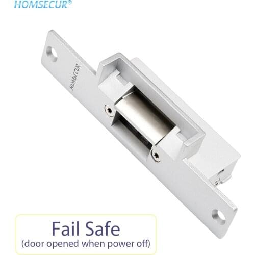 HOMSECUR Stainless Steel Fail Safe NC Mode 12V Electric Door Strike Lock 500KG Holding Force for Wooden/Metal/PVC Door