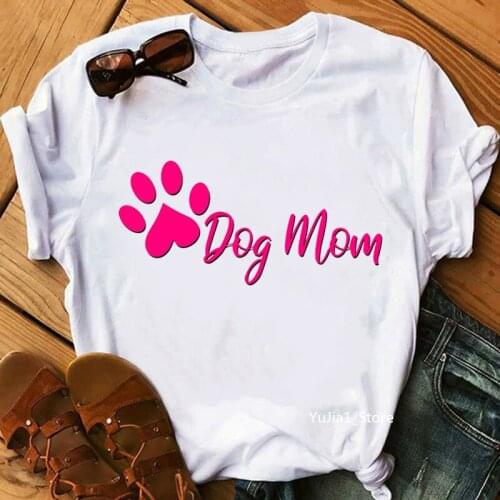 Dog Mom Graphic Print T-Shirt WomenS Clothing Funny White Tshirt Femme Harajuku Kawaii Clothes Summer Fashion T Shirt Female