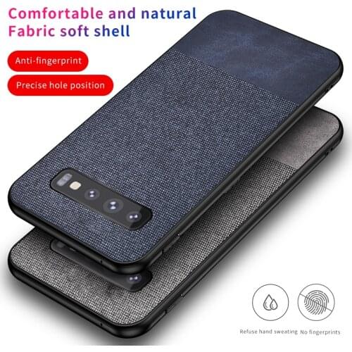 IKrsses For Samsung Galaxy S10 Plus PU Simple Cloth Hard Backshell Soft Border Case For Galaxy S10 Cover For Galaxy S10e Case