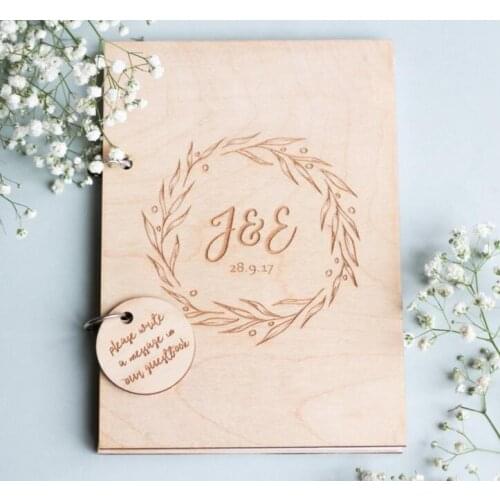 Personalize wedding Monogram initials Alternative Wooden memory guestbooks engagement Wooden photo Albums signature Guest Books