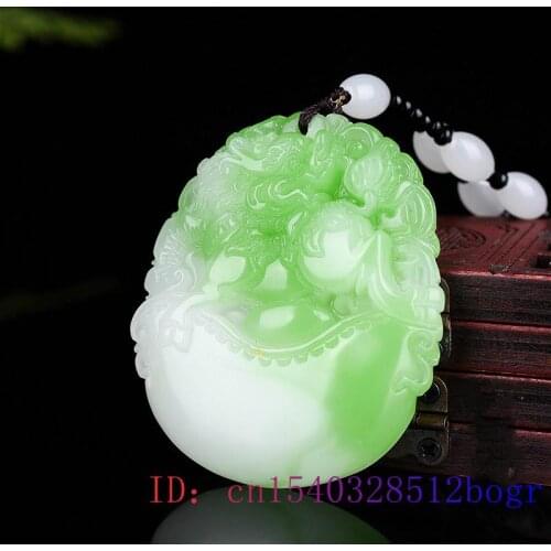 Green Jade Qilin Pendant Carved Necklace Women Jadeite Amulet Charm Natural Jewelry Fashion Gifts Chinese Dragon