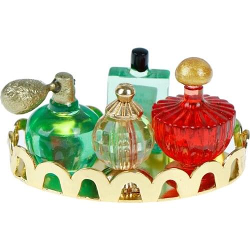 New 1/12 Scale Pink Perfume Tray Miniature Furniture Model Mini Dollhouse Furniture Doll Bedroom Bath Dolls House