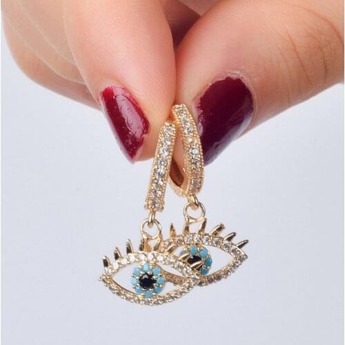 New Season Earrings Zircon Cubic Zirconia Evil Eye and Wedding Ring Figured Female Earrings Gift Earrings Mother Gift Earrings Jewelry Gift