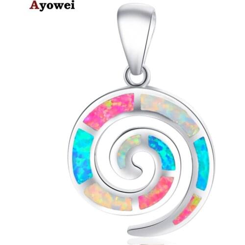 Wholesale Retail Attractive gifts Color Fire Opal stamp Silver fashion jewelry Necklace Pendants for women OP478A