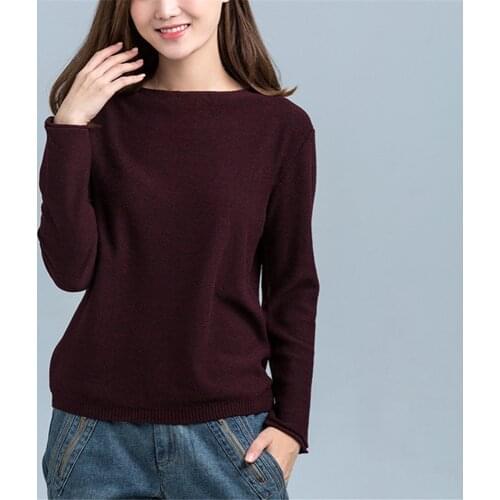 Casual Long Sleeve Autumn Winter Knitted Sweater Women Pullover Sweaters Korean Style Ladies One Word Collar Pullover Knitwear