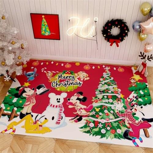 Christmas Kids Mickey Playmat Kitchen Mat for Floor Entrance Doormat Home Bedroom Carpet Bathroom 3D Printed Anti-Slip Mat/Rug