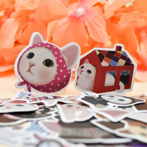 30pcs Self-made Cute white cat stickers Scrapbooking Stickers /Decorative book Sticker /DIY Craft Photo Albums Animal sticker
