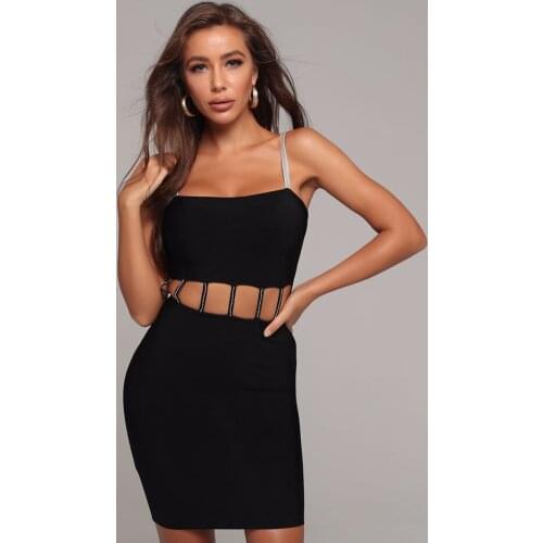 Sexy Dress Club Wear 2020 Women Vestidos Summer Sleeveless Bodycon Dress Cotton Solid Black Mini Sheath Bandage Party Dresses