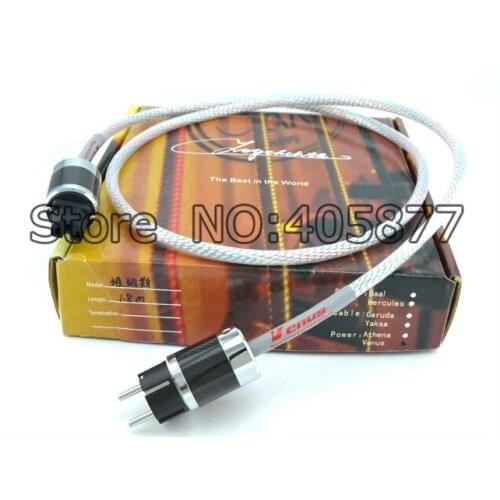 Power Cord 13 solid extruded silver 16 AWG Power cable with Carbon fiber Rhodium plated EU power plug 2M