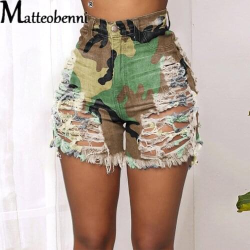 Summer New Women Tie Dye Print High Waist Hollow Out Sexy Ripped Jeans Shorts Fashion Streetwear Hole Denim Shorts Trouers Pants