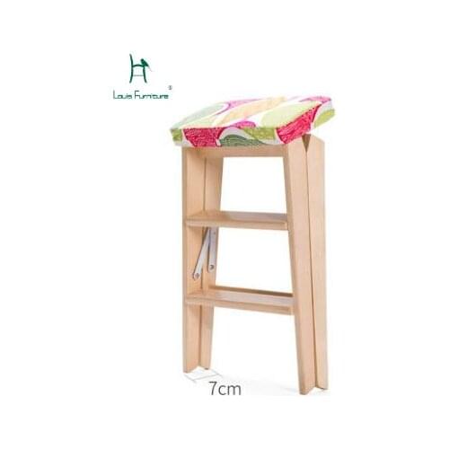 Louis Fashion Stools & Ottomans Simple Folding Solid Wood Creative Minimalist Folding Kitchen Portable Small Folding Chair