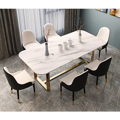 Light luxury dining table Simple post-modern round table multifunctional furniture with rotary table telescopic rotating househo