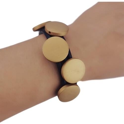 UKEBAY New Gold Color Bracelets Women Charm Bangles Rubber Chains Boho Jewelry Wood Bracelet Birthday Gift Wooden Jewelry Bangle