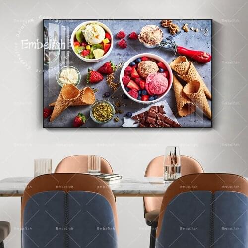 Embelish Fresh Fruit With Scoops Of Creamy Kitchen Decor Posters For Living Room Home Pictures Resturant Spray Canvas Painting