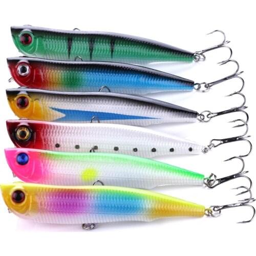 6pcs/set 10cm 15.7g Top water lures Popper Fishing Lure 3D Eyes Pesca isca Artificial hard bait Floating Fishing Wobblers tackle